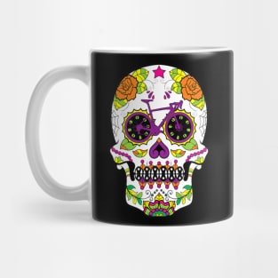 Cycling Skull Floral Skeleton Mug